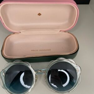 Kate Spade Floral Round Sunglasses with Pink and Green Case